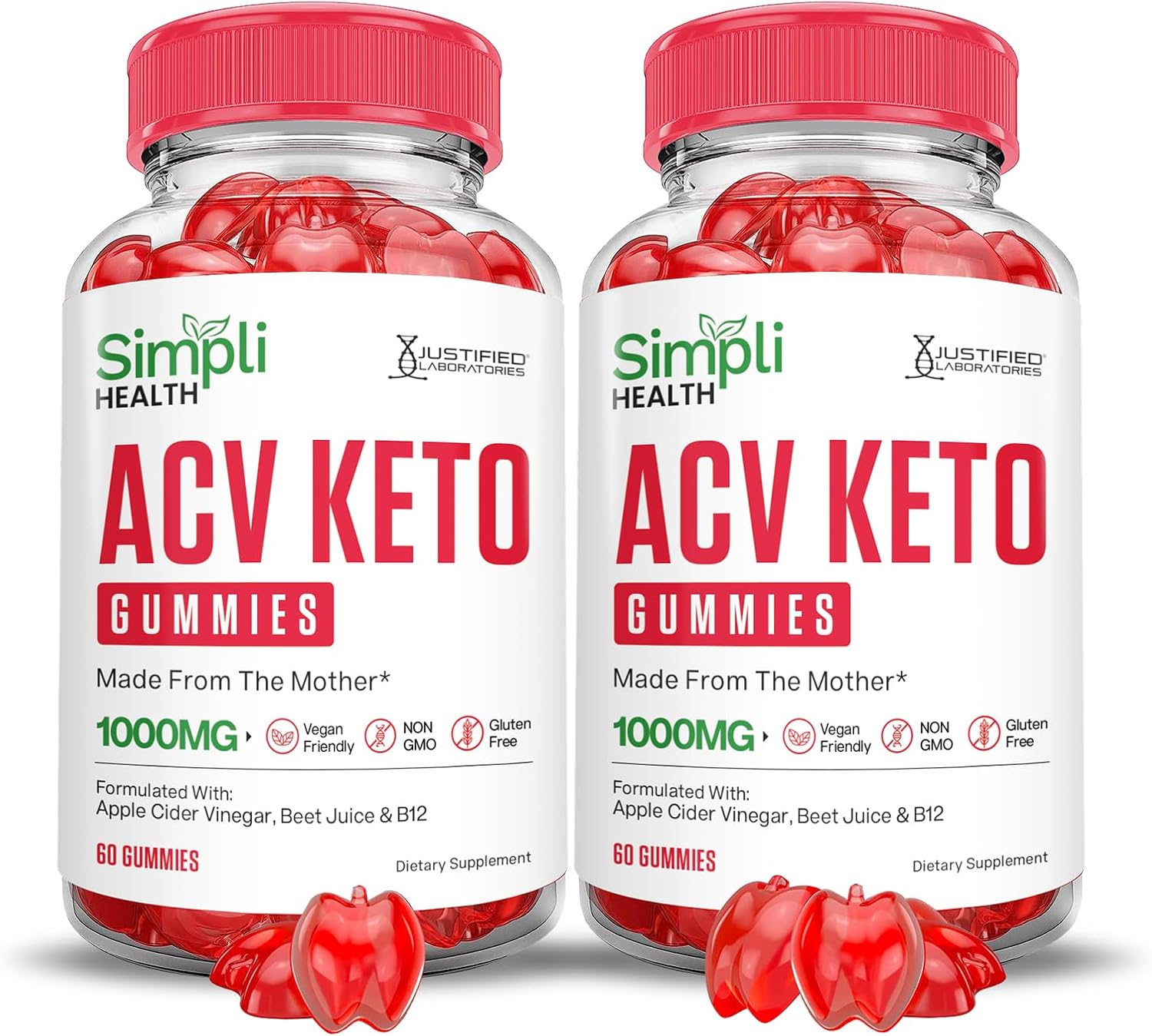 Simpli Health Keto ACV Gummies (2 Pack) 1000MG Ketonature Keto Gummies with Apple Cider Vinegar, Pomegranate, Beet Juice, B12 - Vegan & Non GMO - 120 Gummys