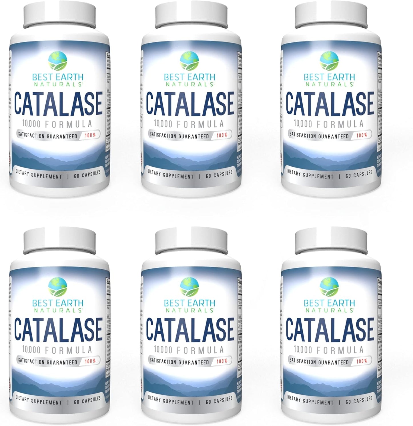 Six Pack of Catalase 10,000 Formula Enzyme Supplement with Saw Palmetto, Biotin, Fo-Ti, PABA - Hair Supplements for Strong Hair - 360 Capsules (180-day Supply) - Best Earth Naturals