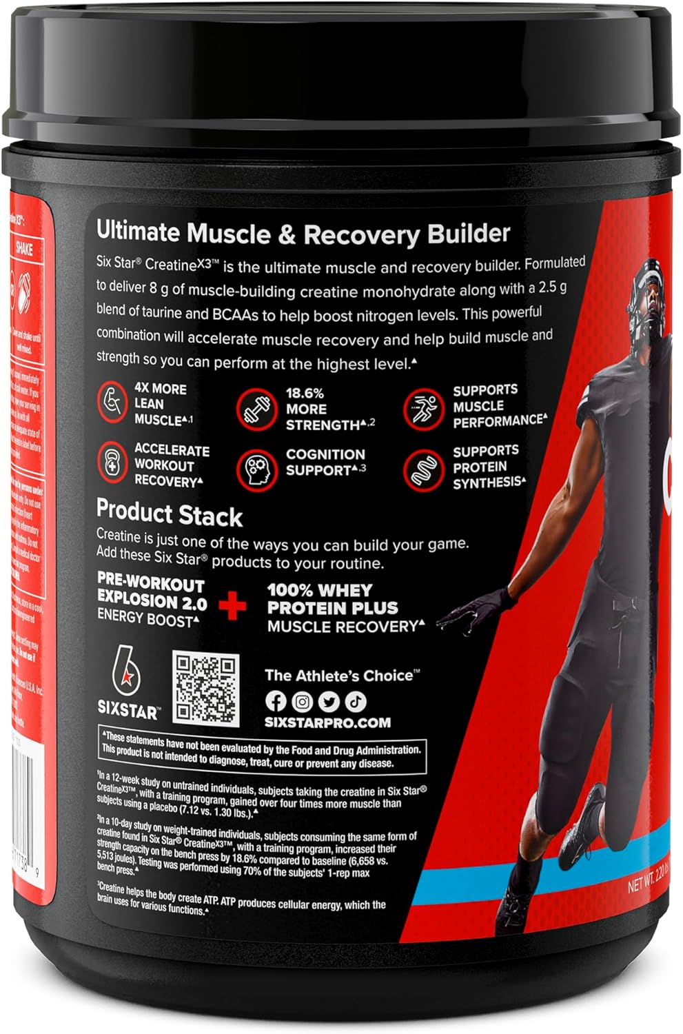 Six Star Creatine Monohydrate Powder X3 - ICY Snow Cone Flavor - Muscle Building & Performance Supplement - Post Workout for Men & Women - 30 Servings