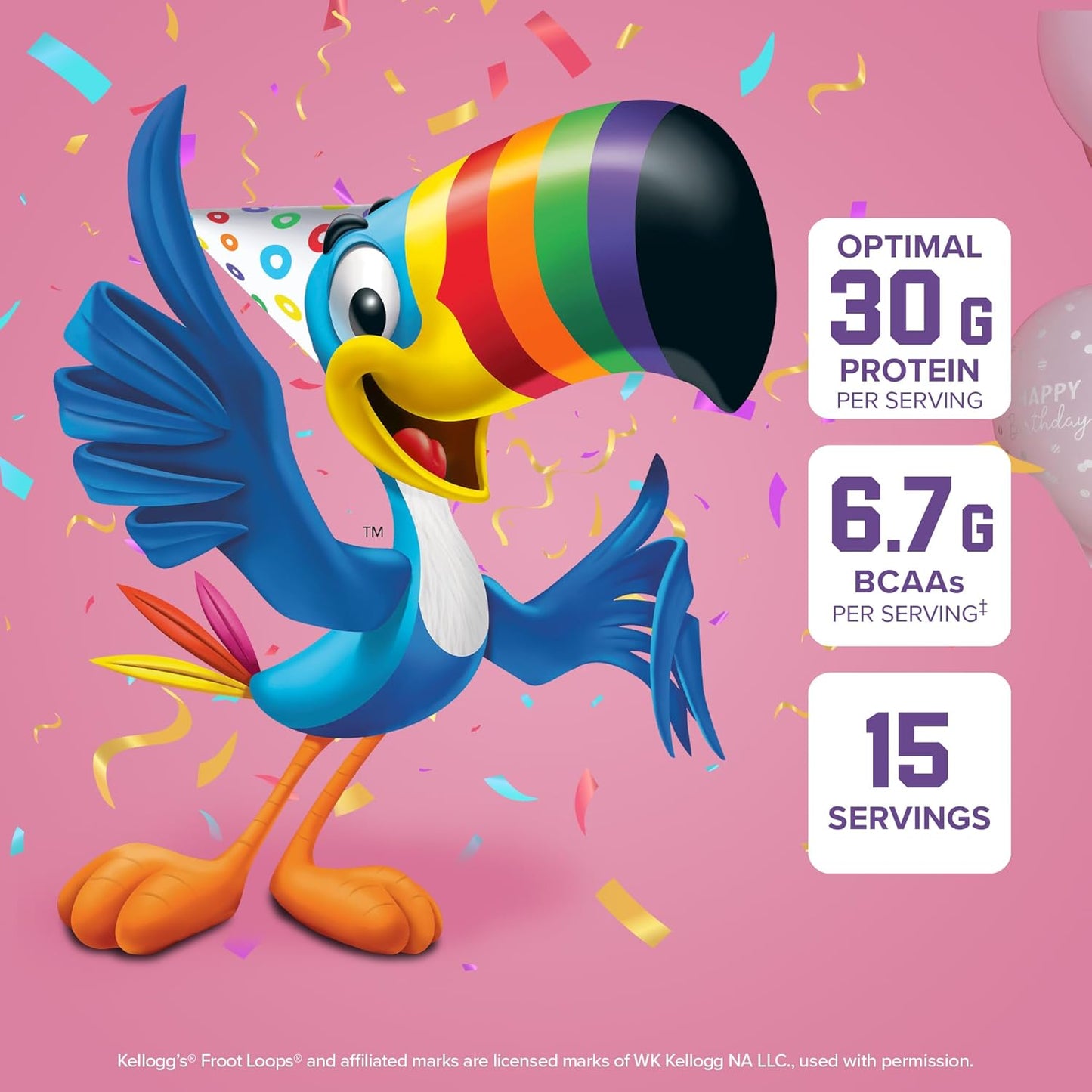 Six Star Whey Protein Powder Plus Kellogg’s Froot Loops Birthday Cake Flavor 1.5lb for Muscle Building & Recovery with Immune Support for Men & Women