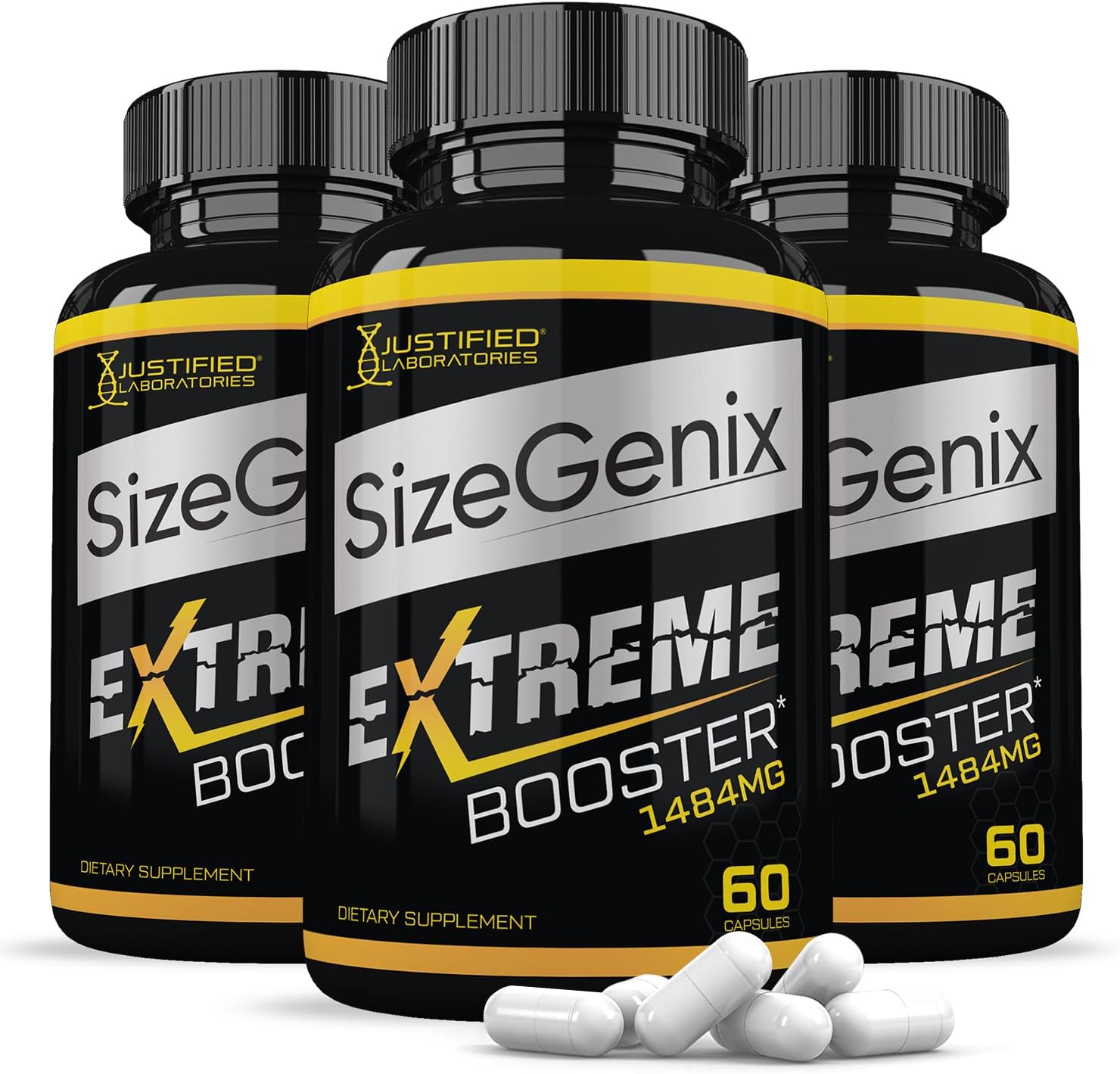 Sizegenix Men's Health Supplement - 3 Pack, 1484mg, 180 Capsules by Justified Laboratories
