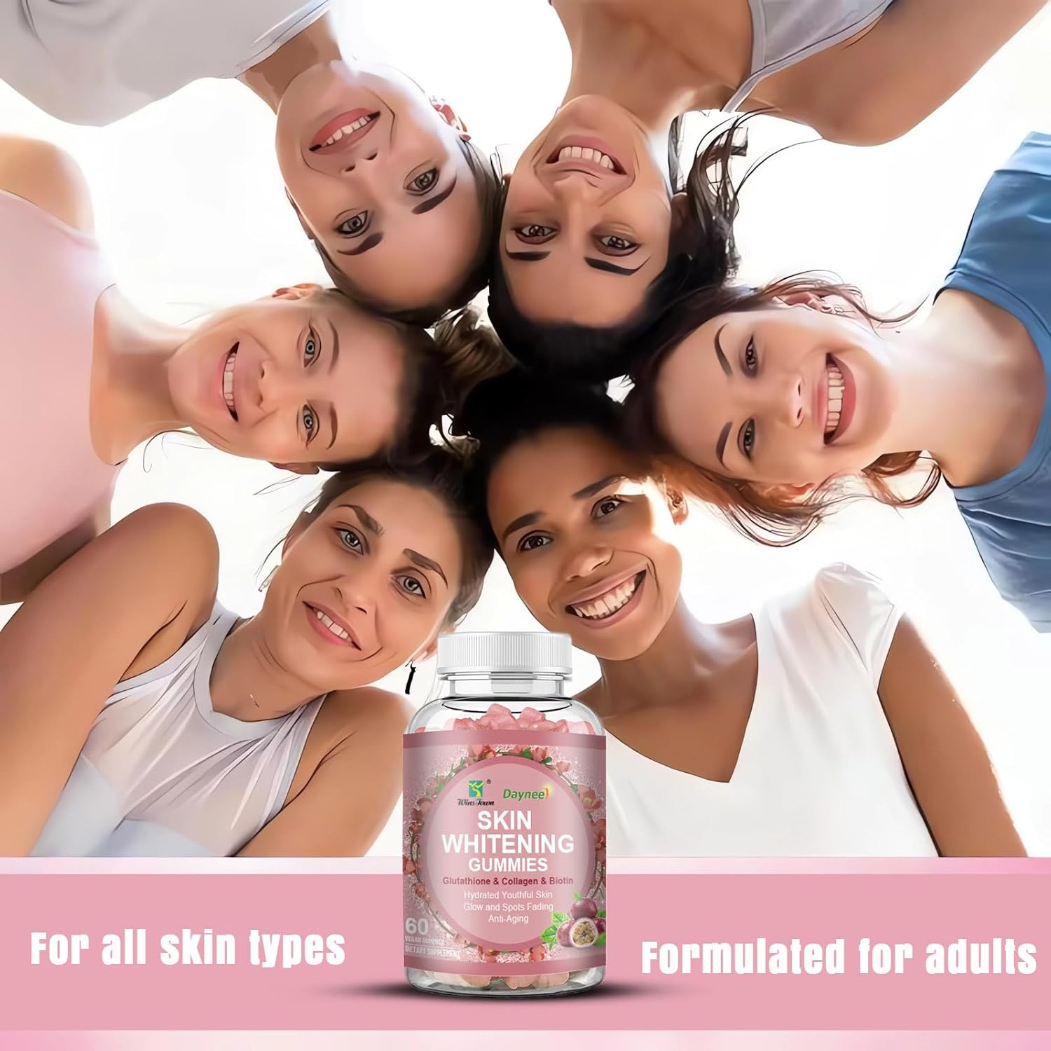 Skin Brightening Gummies with Glutathione, Collagen, and Bioth for Hydrated Youthful Skin - 60 Count