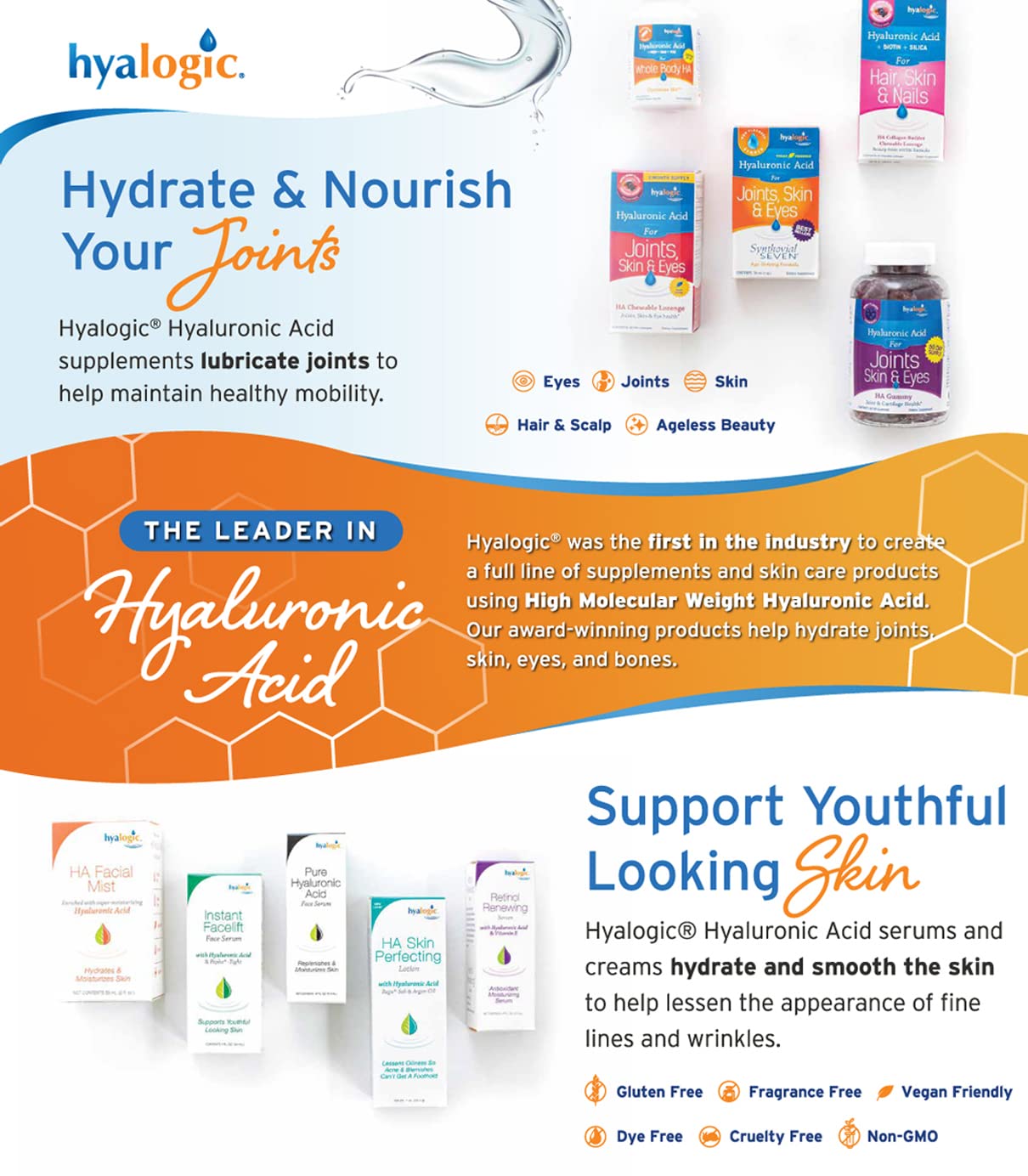 Skin Care Probiotic Powder with Hyaluronic Acid for Radiant Skin - Vegan & Gluten-Free Serum Base - 1.2 Oz