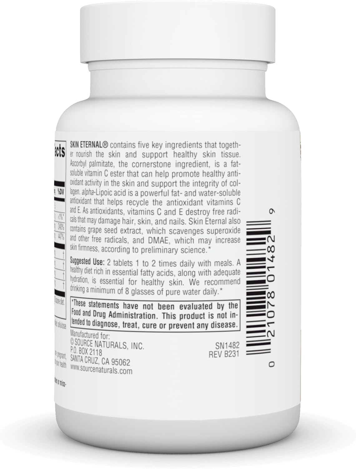 Skin Eternal Tablet with DMAE, Alpha Lipoic Acid, and Vitamin C Ester - 60 Tablets by Source Naturals