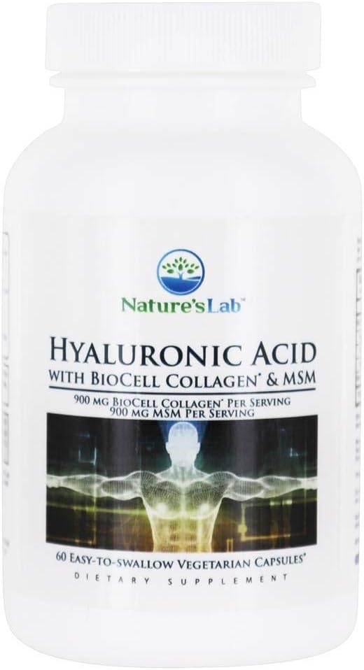 Skin & Joint Health Supplement with Hyaluronic Acid, Biocell Collagen, and MSM - 60 Capsules