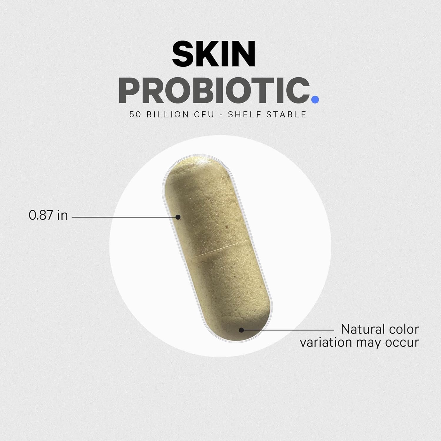 Skin Probiotics + Prebiotics Supplement with Ayurvedic Herbs - 50 Billion CFU - Face Care - Shelf Stable, Non-GMO, Vegan - 60 Capsules