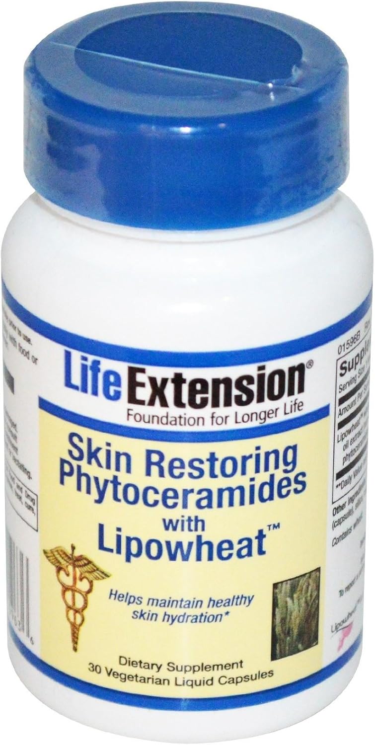Skin Restoring Phytoceramides with Lipowheat by Life Extension - Anti-Aging Supplement for Healthy Skin & Hydration