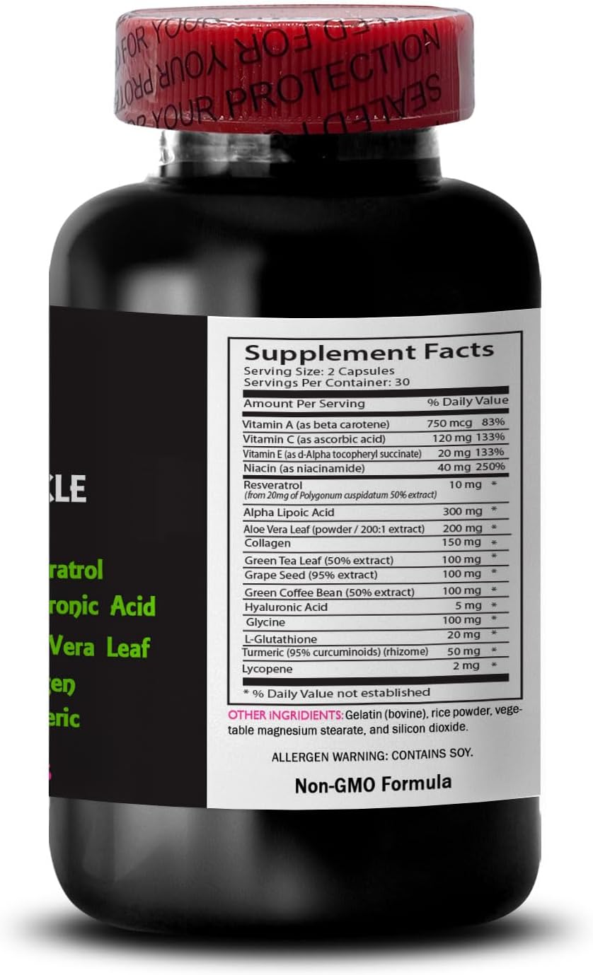Skin Softening Anti-Wrinkle Formula with Aloe Vera, Collagen, and Green Coffee Bean - 60 Capsules