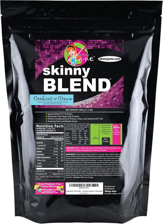 Skinny Jane Cookies 'n' Cream Protein Shake for Women - Fast Weight Loss Supplement with Appetite Control and Energy Boost - 30 Shakes per Bag