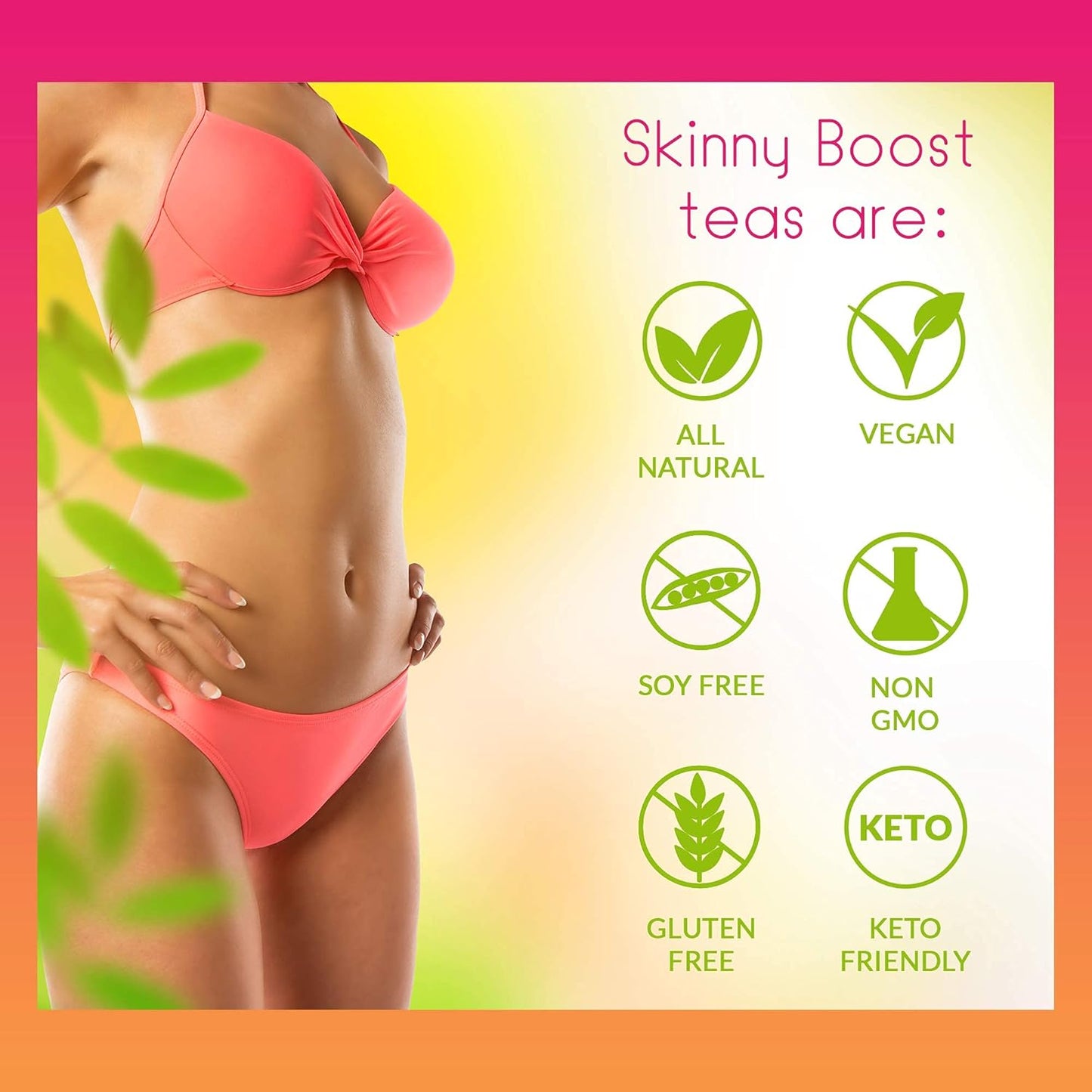 SkinnyBoost 28 Day Detox Daytime Tea - 28 Tea Bags for Metabolism Boost & Detox - All Natural, Non-GMO, Vegan, Keto Friendly