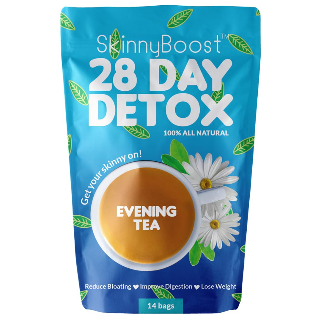 SkinnyBoost Evening Detox Tea - 14 Bags, Supports Cleanse, Reduces Bloating, All Natural, Vegan & Non GMO