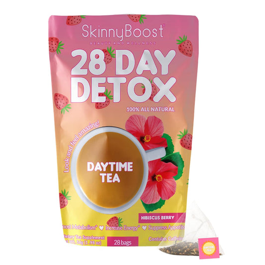 SkinnyBoost Hibiscus Berry Detox Tea - 28 Day Supply for Metabolism Boost and Detox - All Natural, Non GMO, Vegan, Keto Friendly