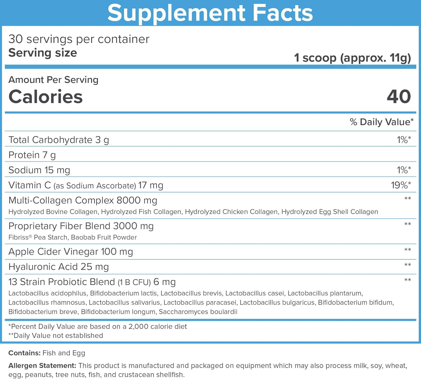 SkinnyFit Super Youth Collagen Peptides with Probiotics, Baobab Fiber, ACV, Hyaluronic Acid, Vitamin C - Skin, Hair, Joint & Metabolism Support - 30 Servings
