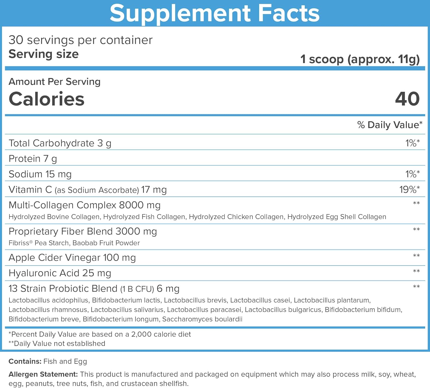 SkinnyFit Super Youth Collagen Peptides with Probiotics, Baobab Fiber, ACV, Hyaluronic Acid, Vitamin C - Skin, Hair, Joint & Metabolism Support - 30 Servings