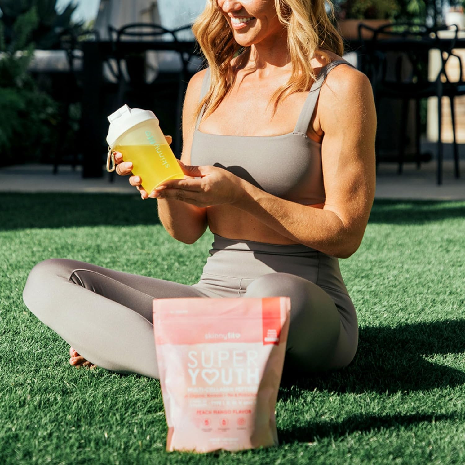 SkinnyFit Super Youth Peach Mango Multi-Collagen Peptides with Probiotics, Baobab Fiber, Apple Cider Vinegar, Hyaluronic Acid, and Vitamin C for Skin, Hair, Joint, and Metabolism Support - 30 Servings