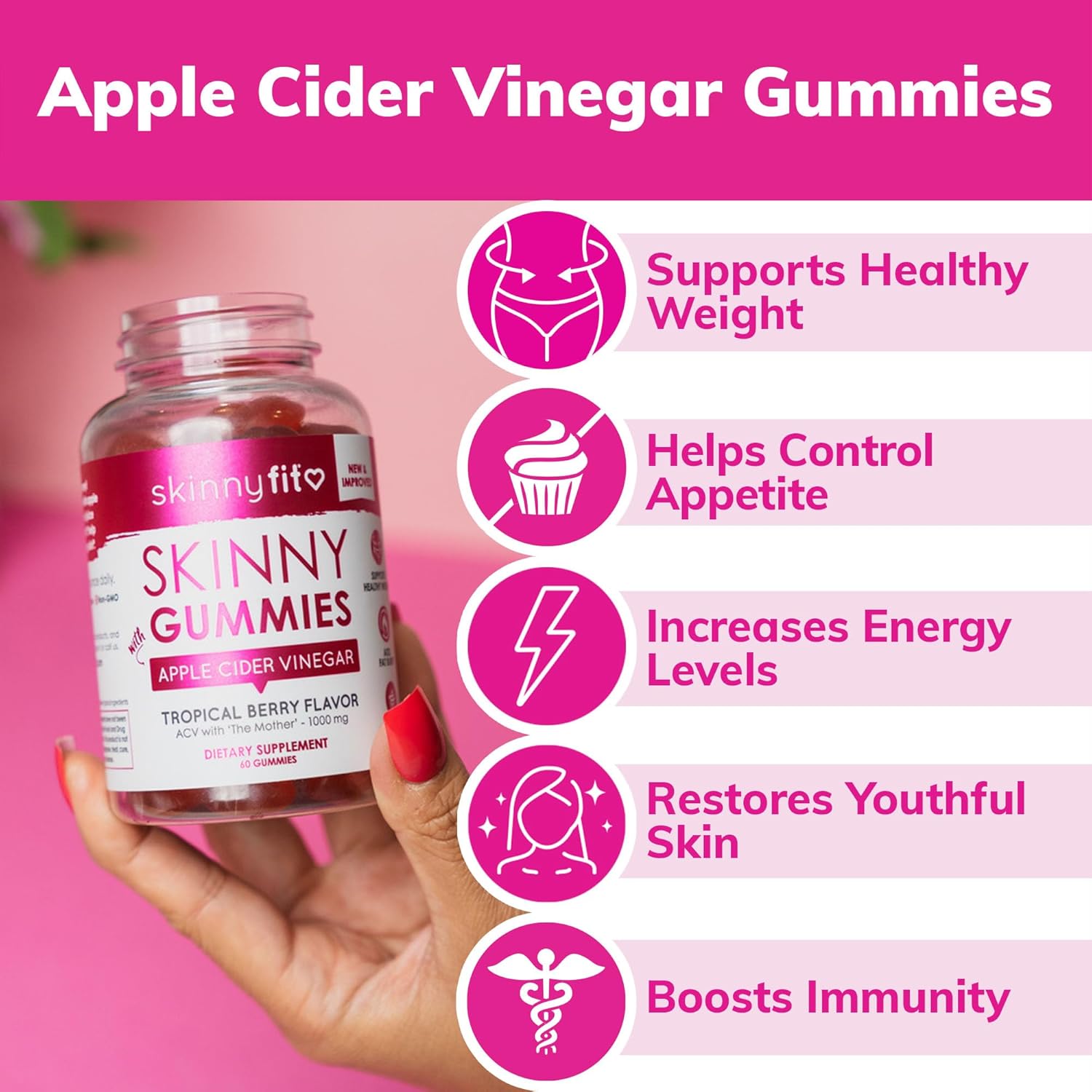 SkinnyFit Super Youth Tropical Punch & Gummies - Collagen Boosting Supplement for Skin & Overall Health