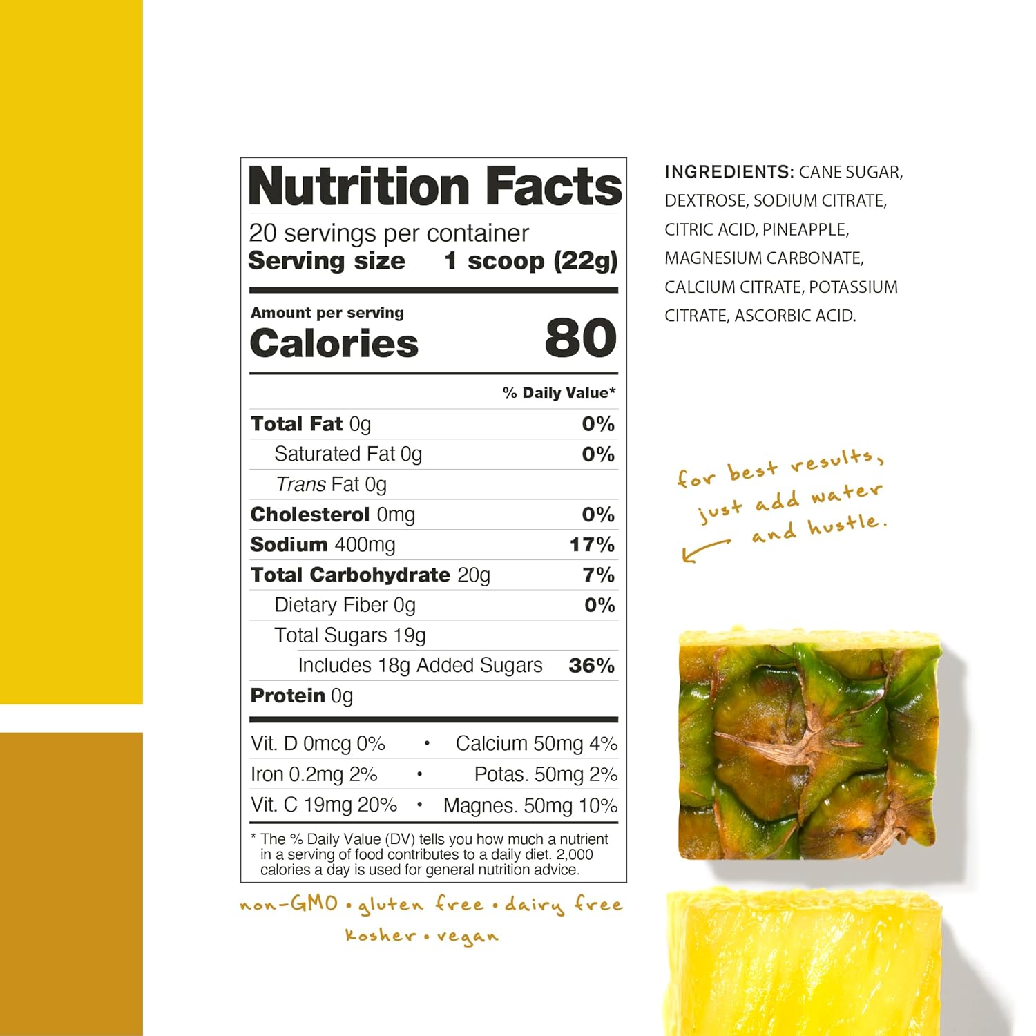 Skratch Labs Pineapple Sport Drink Mix: Hydration Powder with Electrolytes for Exercise, Endurance, and Performance | Non-GMO, Vegan, Kosher | 20 Servings