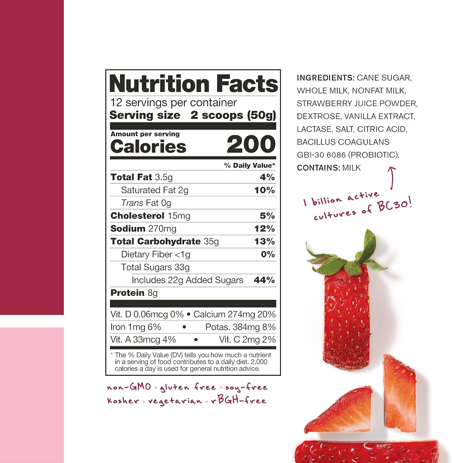 SKRATCH LABS Recovery Sport Drink Mix - Strawberries + Cream Flavor | Complete Protein, Carbs, Electrolytes, Probiotics | Post-Workout Powder