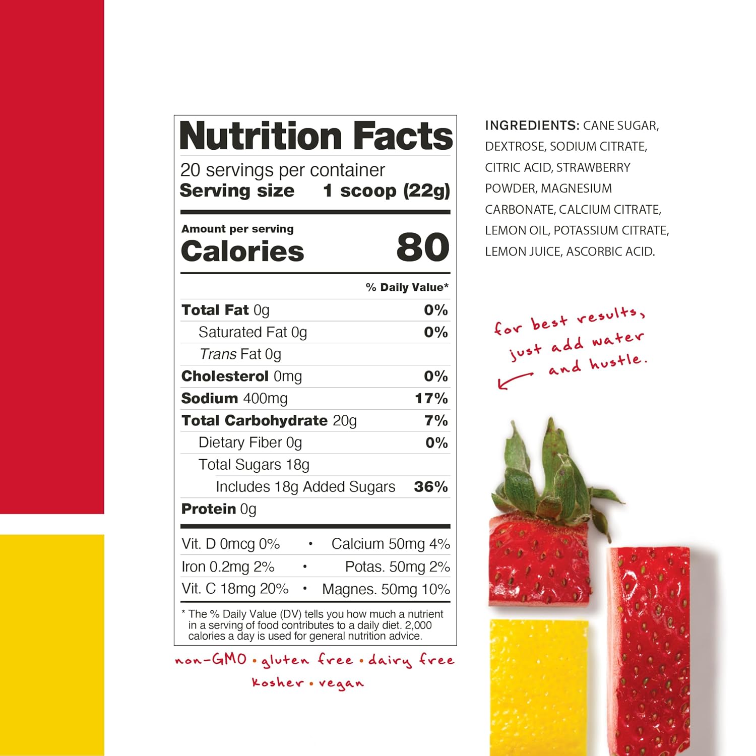 Skratch Labs Strawberry Lemonade Hydration Powder: Electrolyte Sport Drink Mix for Exercise, Endurance, Performance - 20 Servings