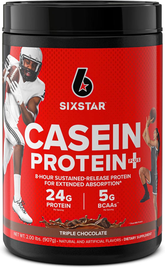 Slow-Digesting Triple Chocolate Casein Protein Powder for Muscle Gain, 2 lbs