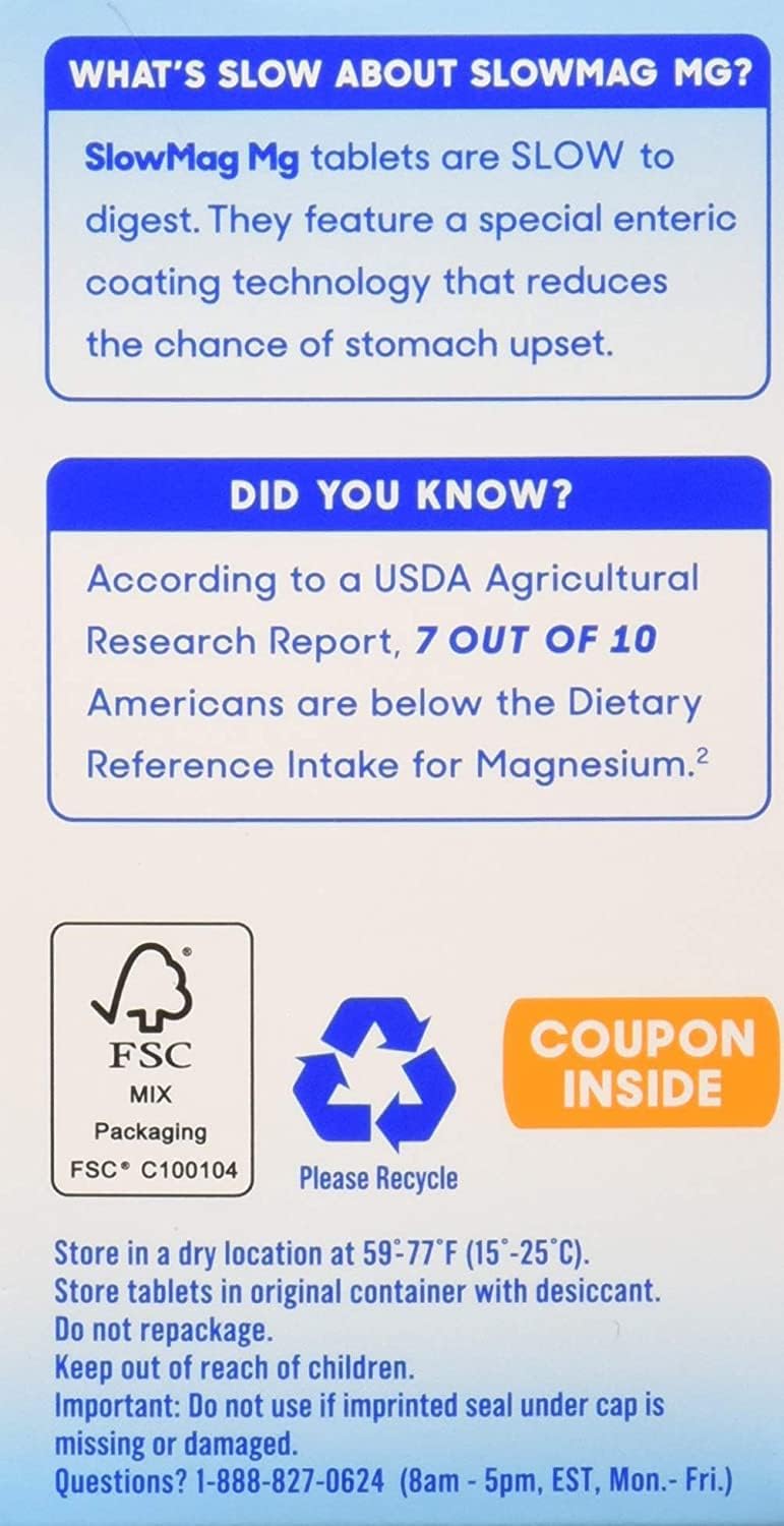 Slow-Mag Magnesium Chloride with Calcium, 60 Count, Pack of 2 - Varying Packaging Sizes