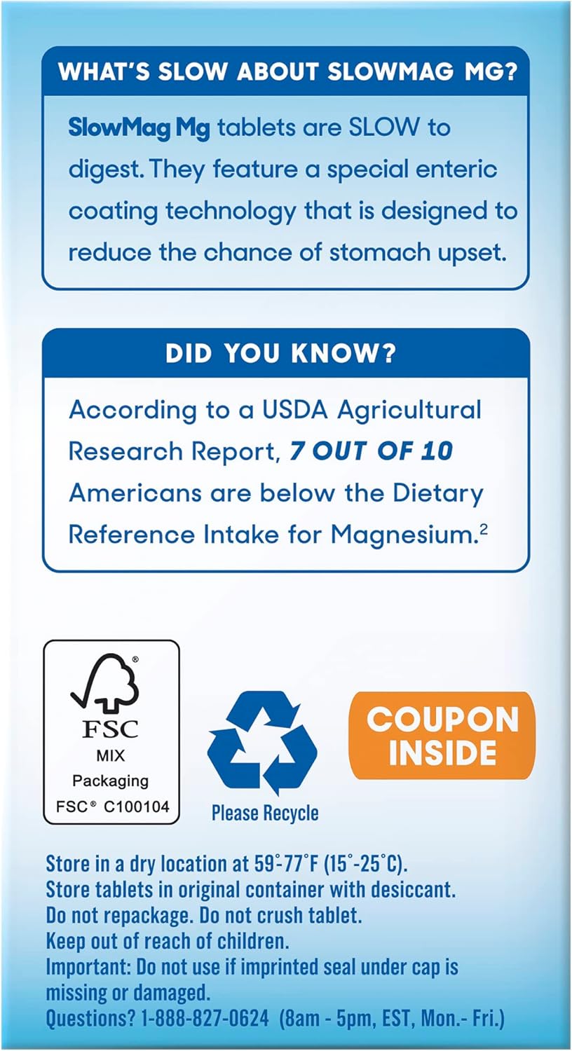 Slow-Mag Magnesium Chloride With Calcium, 60 tabs - Pack of 6 - Best Value Bundle