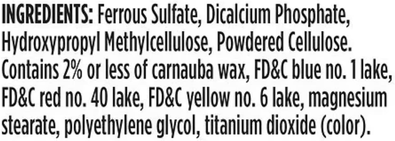 Slow Release High Potency Iron Supplement, Ferrous Sulfate 45mg Tablets, 60 Count