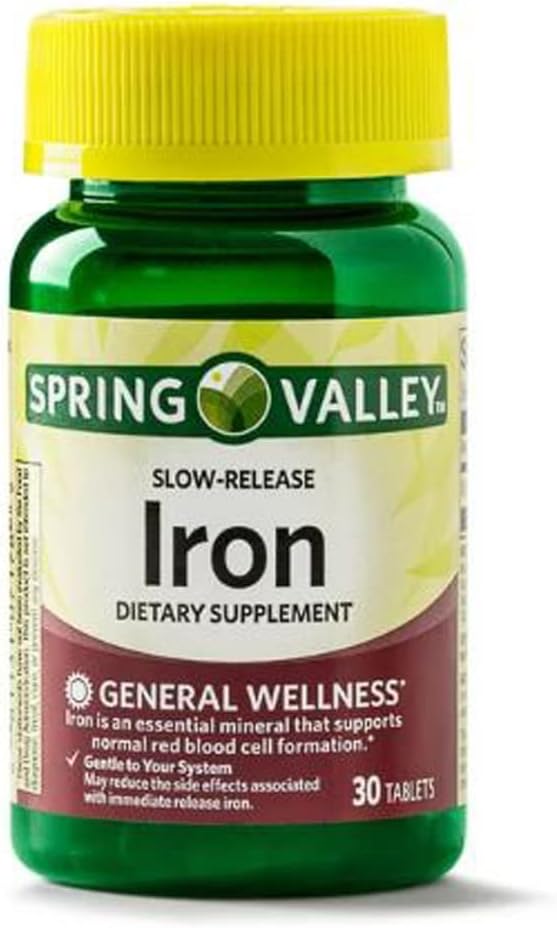 Slow-Release Iron Tablets Dietary Supplement by Spring Valley - 45 mg, 30 Count