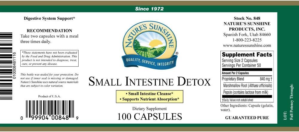 Small Intestine Detox Capsules - Natural Formula for Digestive Tissue Support & Protein Breakdown