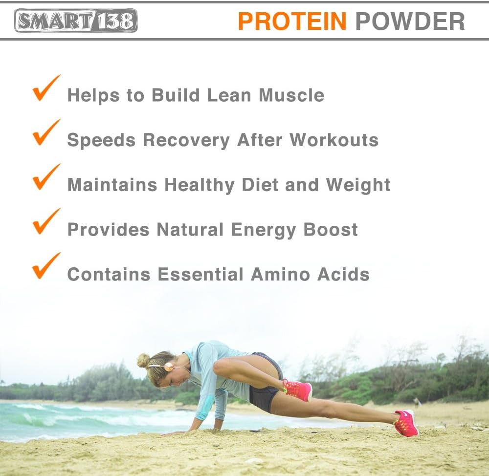Smart138 100% Pure Pea Protein Powder - Vegan, Gluten-Free, Soy-Free, Dairy-Free, Non-GMO, Keto Friendly - Natural BCAAs - 1000g Unflavored