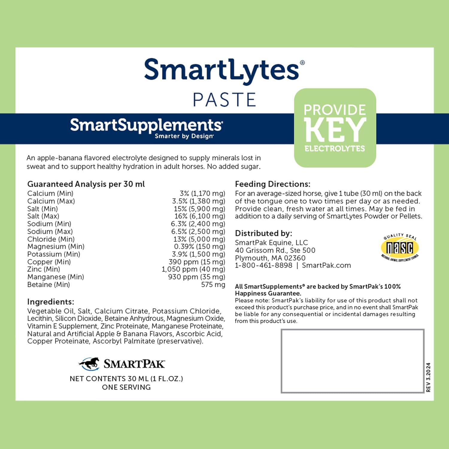 SmartPak SmartLytes Paste for Horses | Electrolyte Paste with Apple Banana Flavor, Hydration Support, 6 Tubes