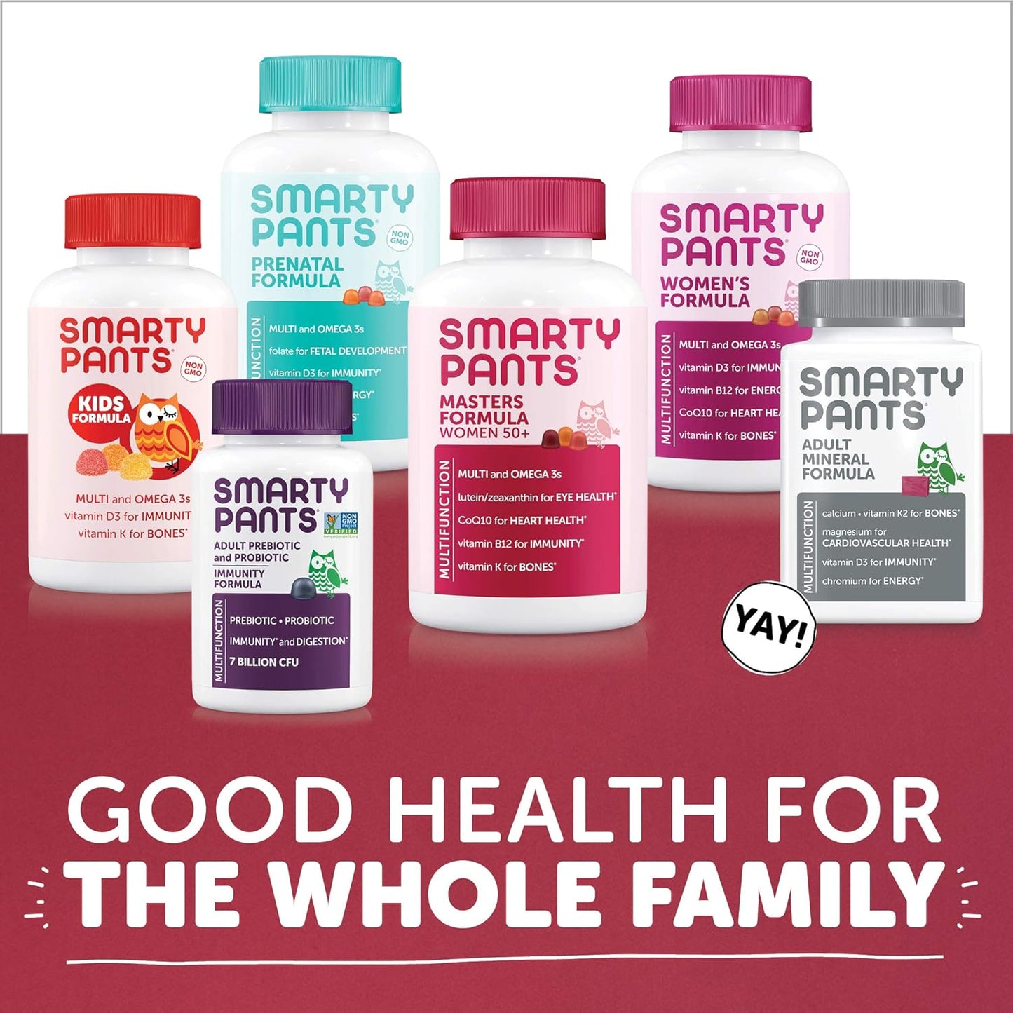 SmartyPants Women's 50+ Multivitamin Gummy with Omega 3 Fish Oil, Methylfolate, CoQ10, Vitamin D3, C, B12, B6, A, K, Zinc, Biotin - 120 Count