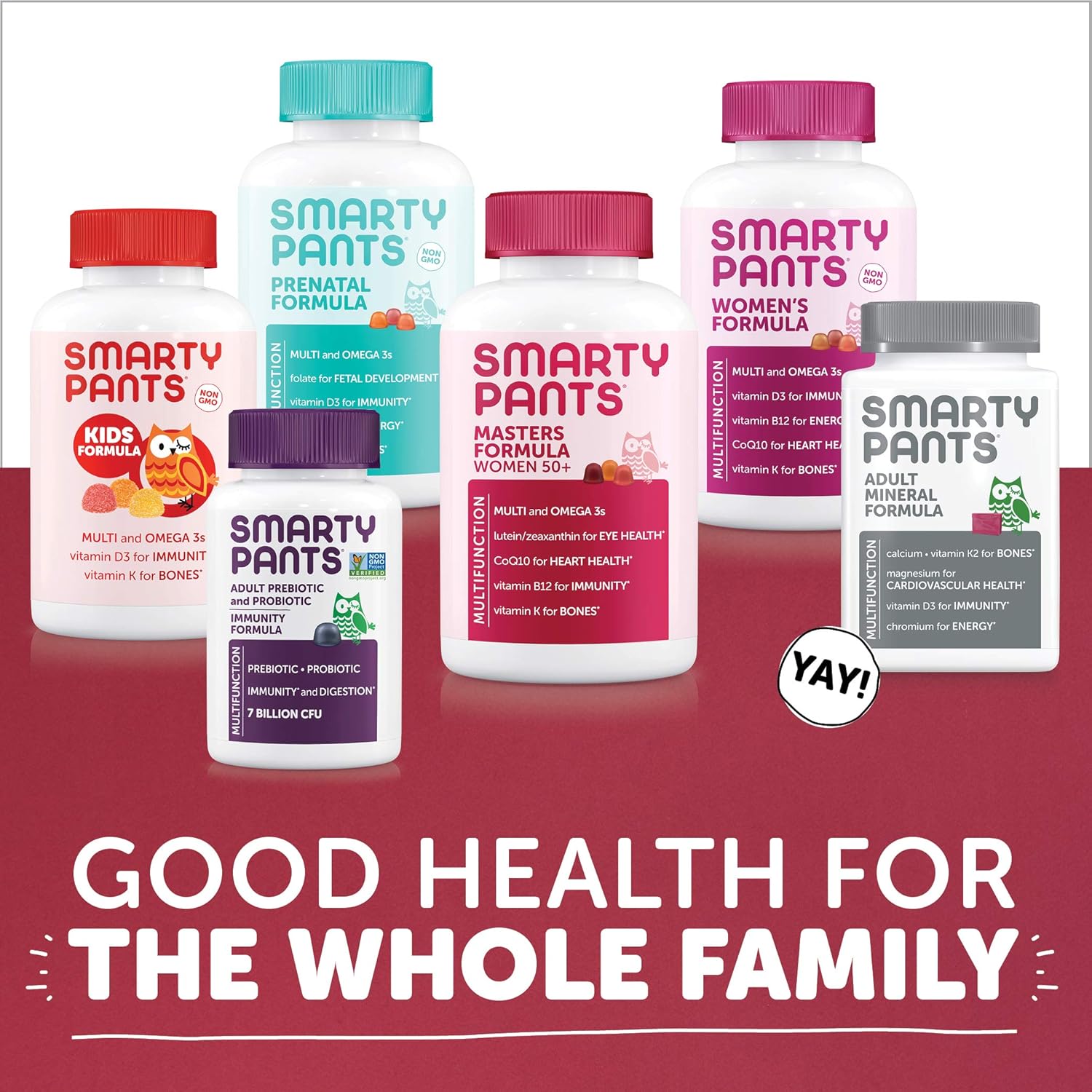 SmartyPants Women's 50+ Multivitamin Gummy with Omega 3 Fish Oil, Methylfolate, CoQ10, Vitamin D3, C, B12, B6, A, K, Zinc, Biotin - 120 Count