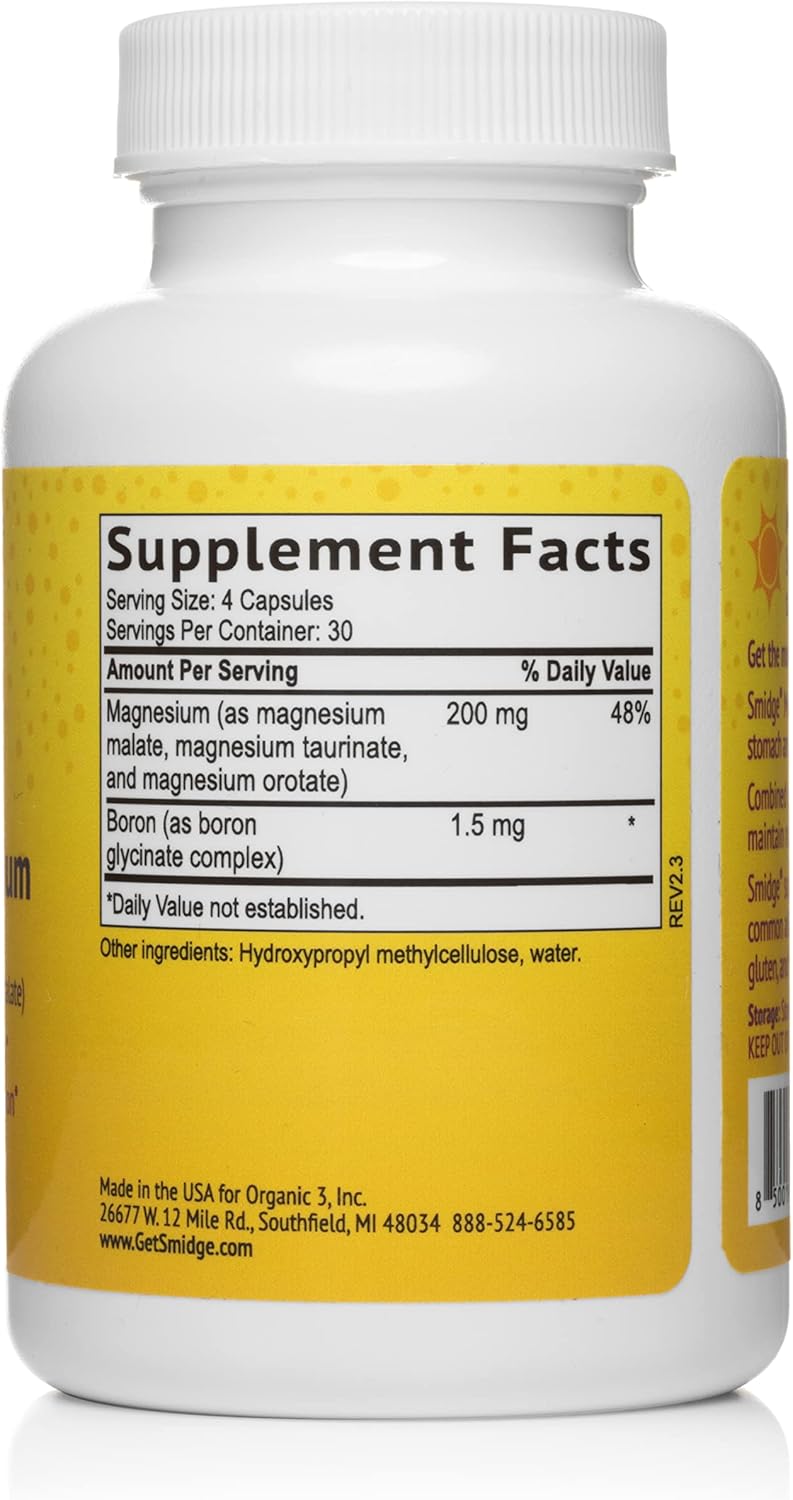 Smidge® Morning Magnesium Capsules - 120 ct. Natural Energy Boost Supplement