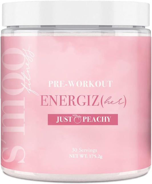 S'moo ENERGIZ(her) Pre Workout Powder - Just Peachy Flavor - 30 Servings - Energizing Preworkout Supplement