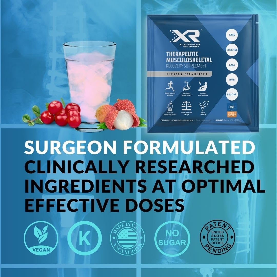 SNANA XR™ Musculoskeletal Recovery Supplement: 14-Pack for Injury & Surgery | Amino Acids, HMB, Creatine, AAKG | Cranberry Lychee Powder Drink Mix | NSF Certified