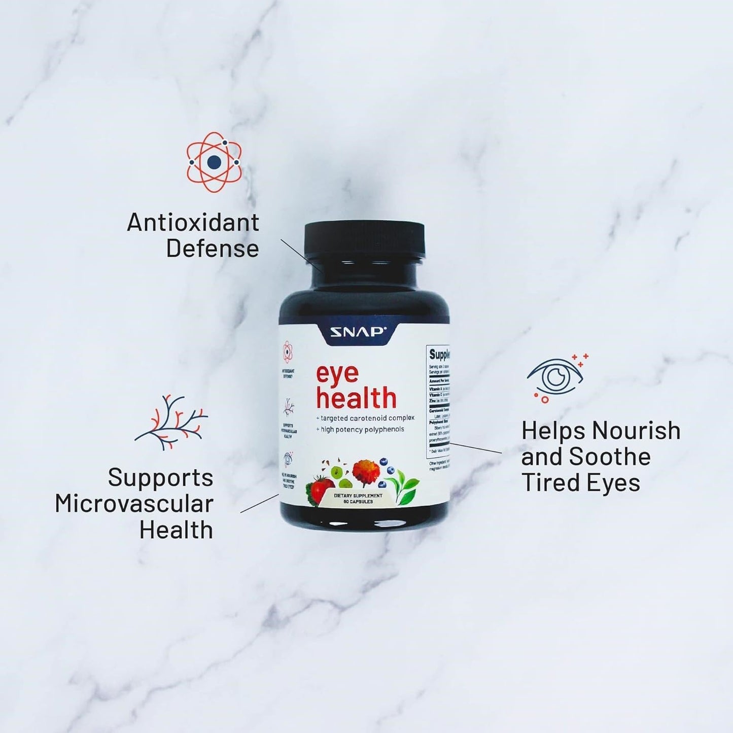 Snap Eye Health Supplements for Adults - Lutein, Zeaxanthin, Bilberry Extract - 60 Capsules