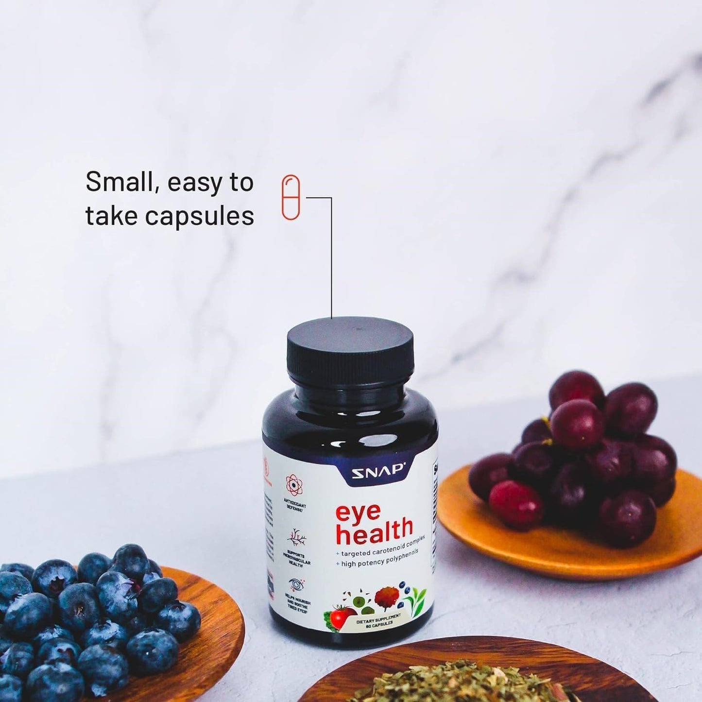 Snap Eye Health Supplements for Adults - Lutein, Zeaxanthin, Bilberry Extract - 60 Capsules