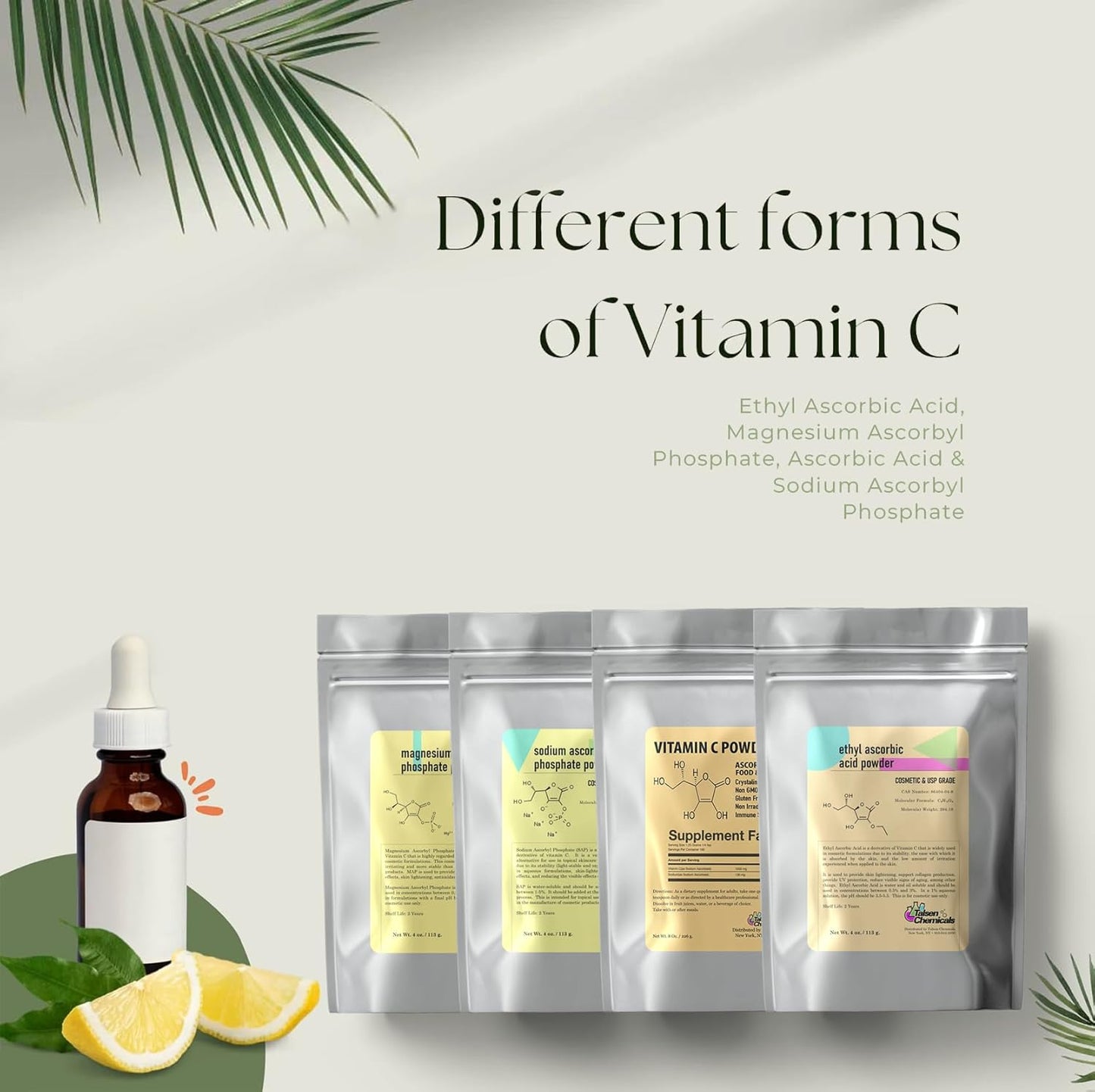 Sodium Ascorbyl Phosphate Powder for Skin Care - Antioxidant with Stable Vitamin C Derivative for Improved Skin Elasticity and Gloss - 2 oz / 56g