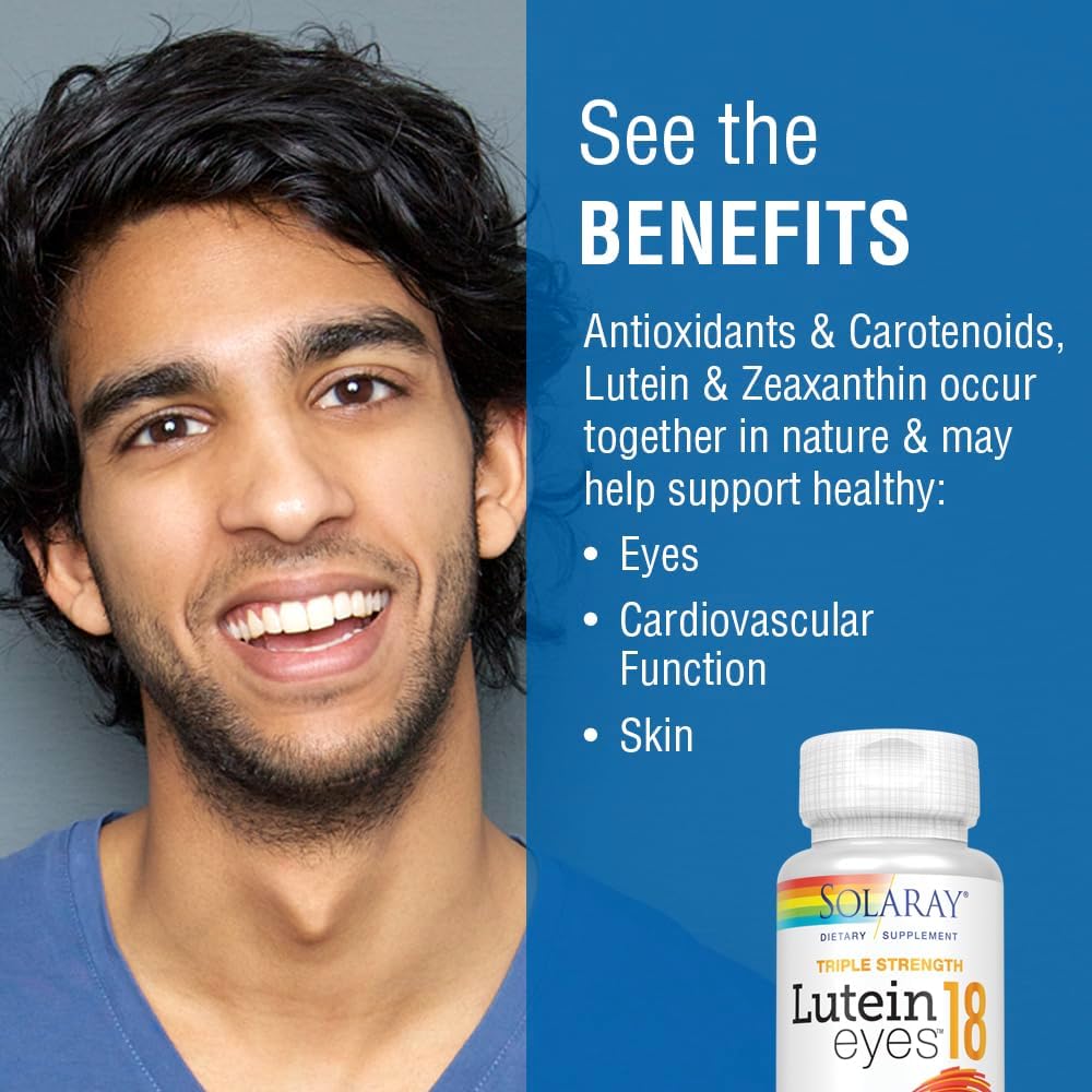 Solaray 18mg Triple Strength Lutein Eyes Supplement for Eye & Macular Health - Non-GMO - 60 CT