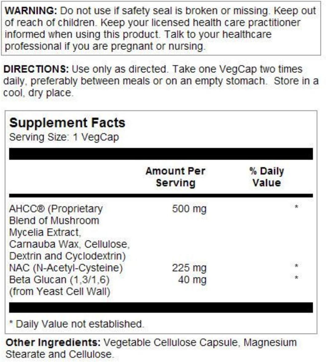 Solaray AHCC NAC Beta Glucan Vegetarian Capsules (30 Count)