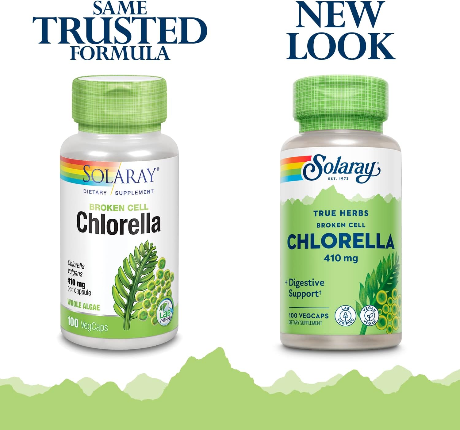 Solaray Broken Cell Chlorella 410 mg Capsules | Superfood Rich in Protein, Vitamins, Minerals, Chlorophyll | Non-GMO | 100 Vegetarian Capsules