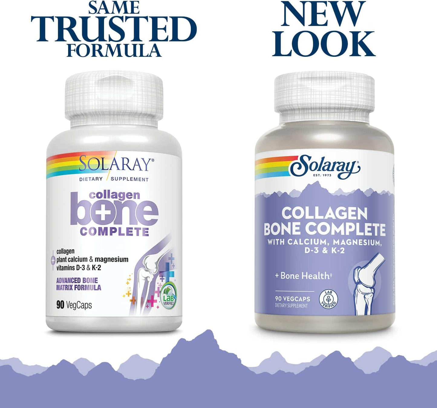 Solaray Collagen Bone Complete - Plant Calcium & Magnesium Formula - 30 Servings - 90 VegCaps