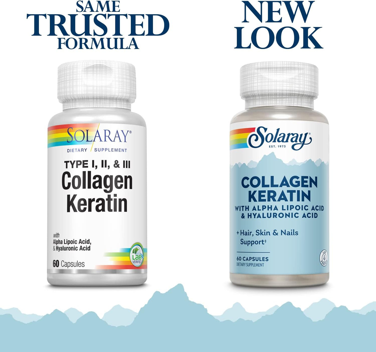 Solaray Collagen Keratin Capsules with Alpha Lipoic Acid & Hyaluronic Acid - Type I, II & III Collagen - Hair, Skin, Nails & Joint Health - 30 Servings, 60 Pills