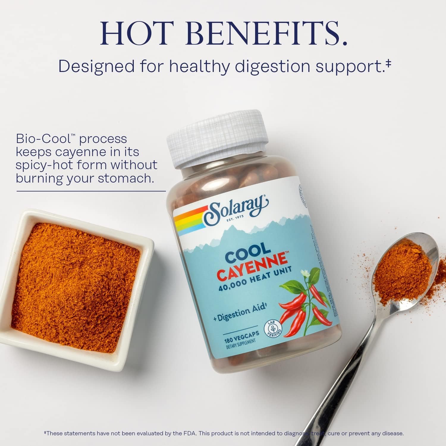 SOLARAY Cool Cayenne 40,000 HU Capsules - 180 Count