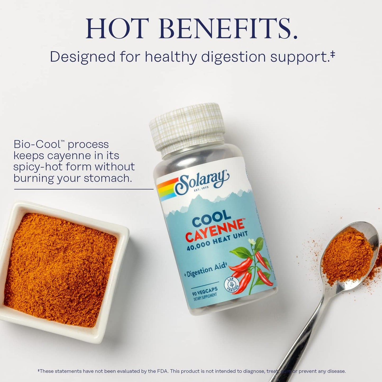 Solaray Cool Cayenne Capsules - 90 Count, Organic Capsaicin Supplement for Circulatory Health and Metabolism Boost