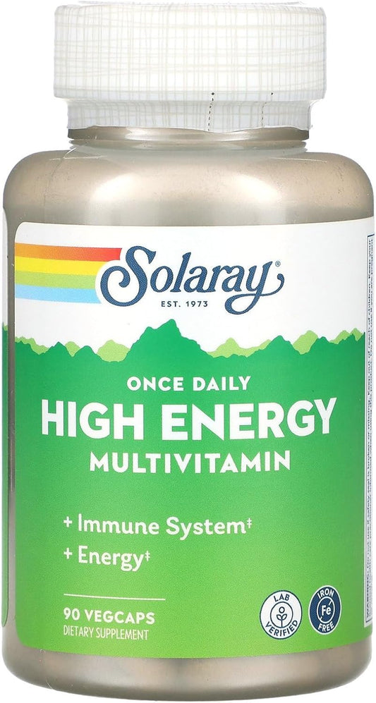 Solaray High Energy Daily Multivitamin Supplement Without Iron - 90 Capsules