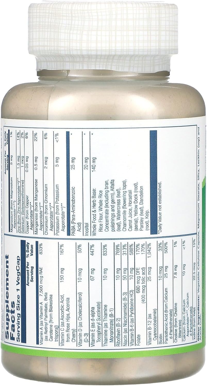 Solaray High Energy Daily Multivitamin Supplement Without Iron - 90 Capsules