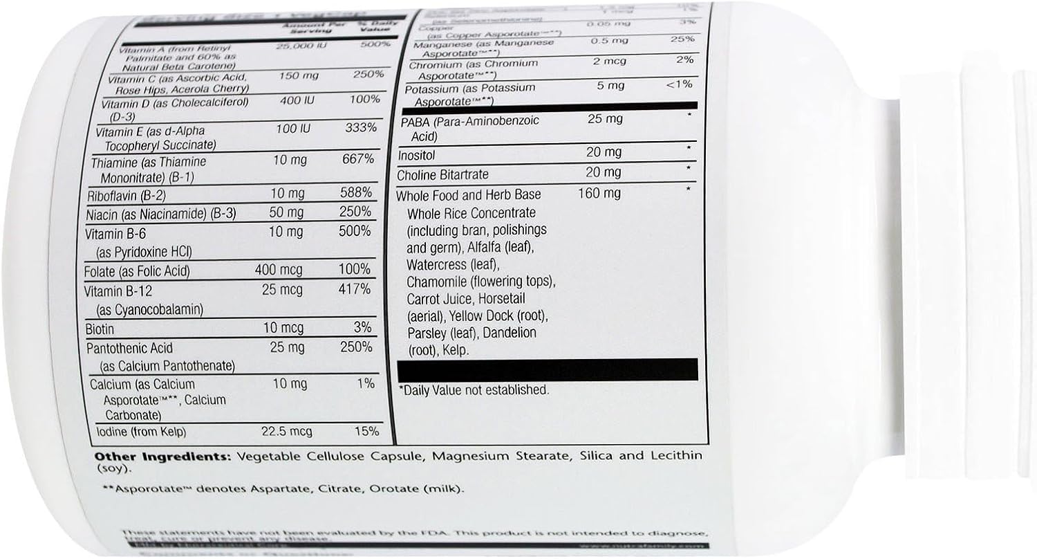 Solaray High Energy Daily Multivitamin Supplement Without Iron - 90 Capsules