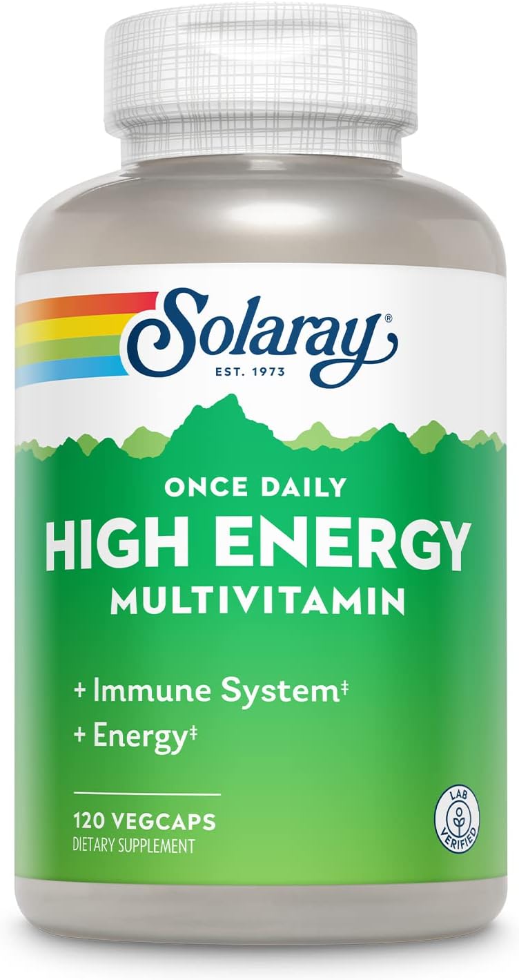 Solaray High Energy Multivitamin for Women and Men - Immune Support with Vitamin C, A, D, E, B Complex - 120 VegCaps - 60-Day Guarantee